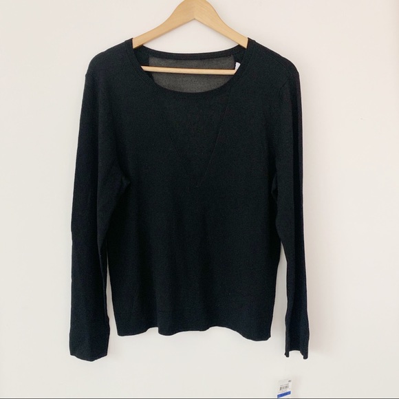 Bar III Mesh V Neck Panel Long Sleeve Sweater - Picture 3 of 6